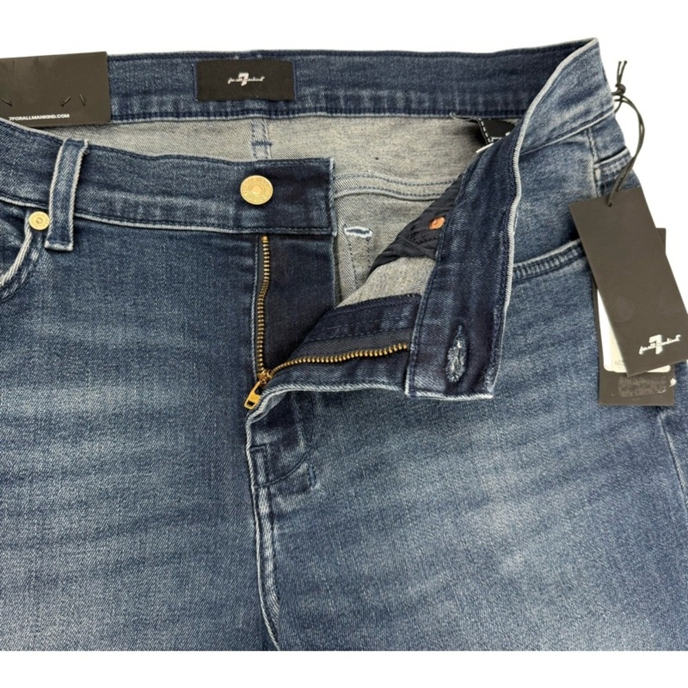 7 FOR ALL MANKIND NEW Size 31 Dojo Flare Jeans Blue Crystal Pocket Y2K Wide Leg - Picture 9 of 12